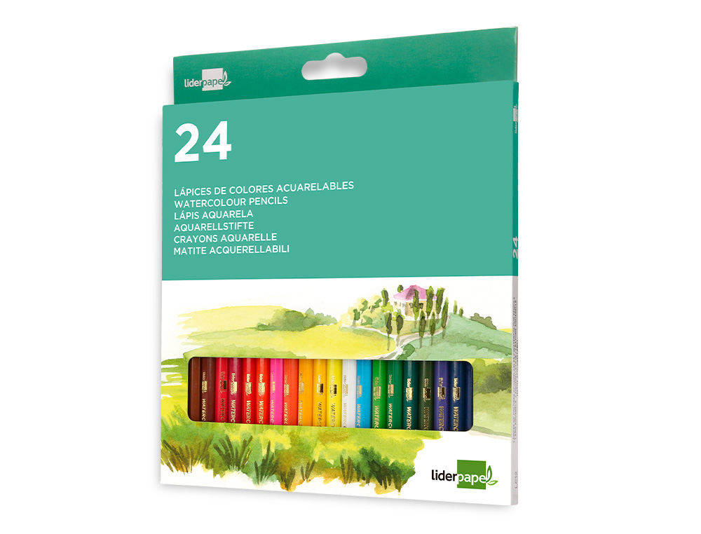 CRAYON COULEUR LIDERPAPEL AQUARELLABLE COLORIS ASSORTIS  TUI CARTON 24 UNIT S