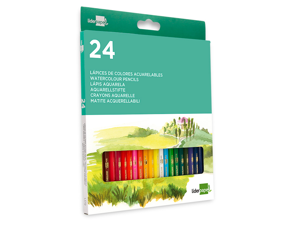 CRAYON COULEUR LIDERPAPEL AQUARELLABLE COLORIS ASSORTIS  TUI CARTON 24 UNIT S